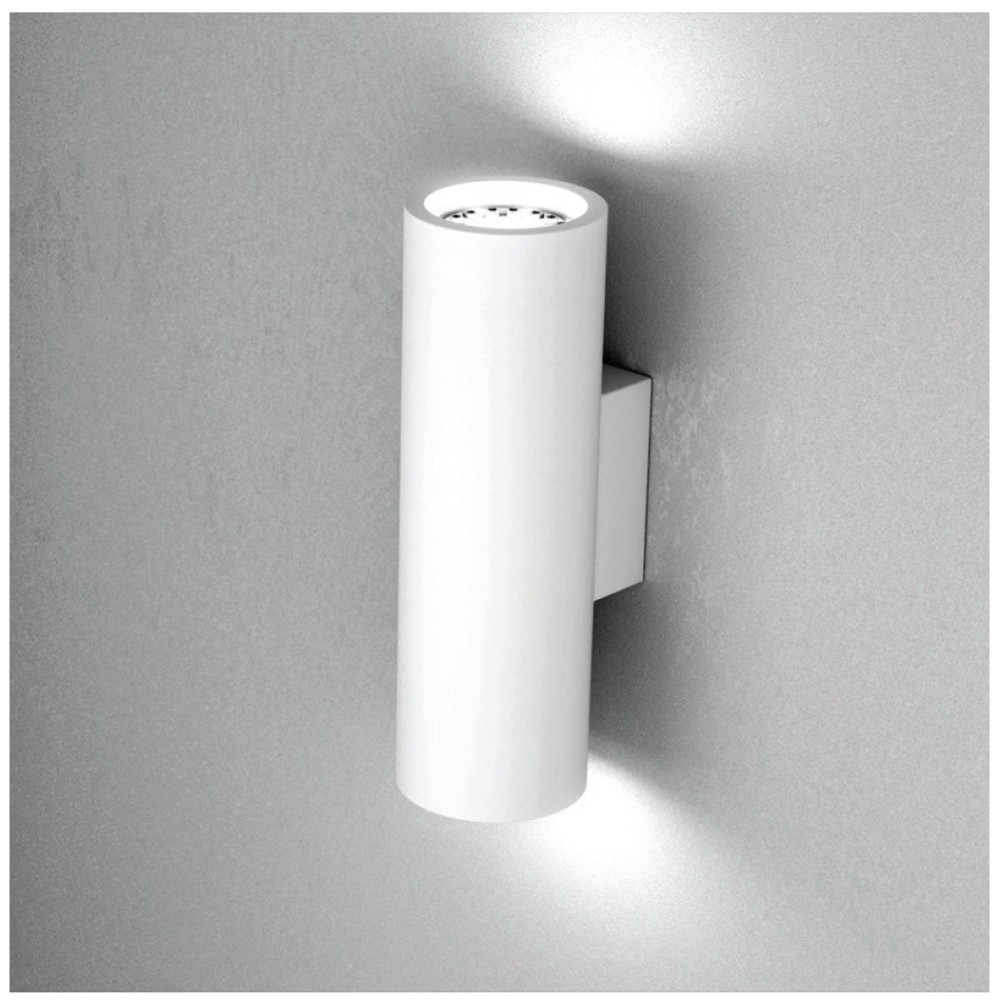 Lampada applique in gesso ceramico forma cilindrica 2 x gu10 24,5x10x7,5cm