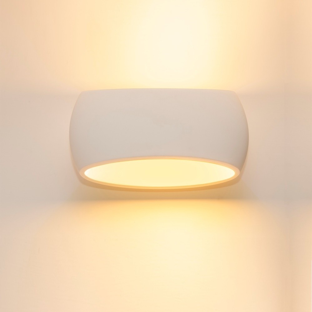 Lampada applique in gesso ceramico forma arrotondata e27 29x18x12cm