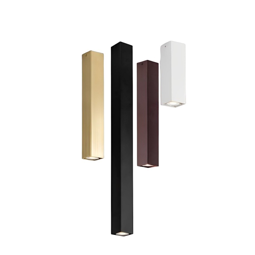 Serie fluke a plafone forma cubica stile moderno vari colori e dimensioni attacco gu10