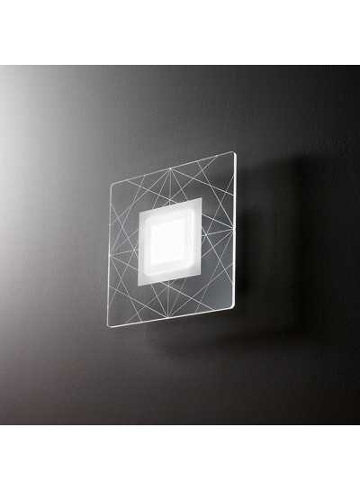 Plafoniera o applique perenz tela led moderna plexiglass trasparente con tagli laser 11w+10w